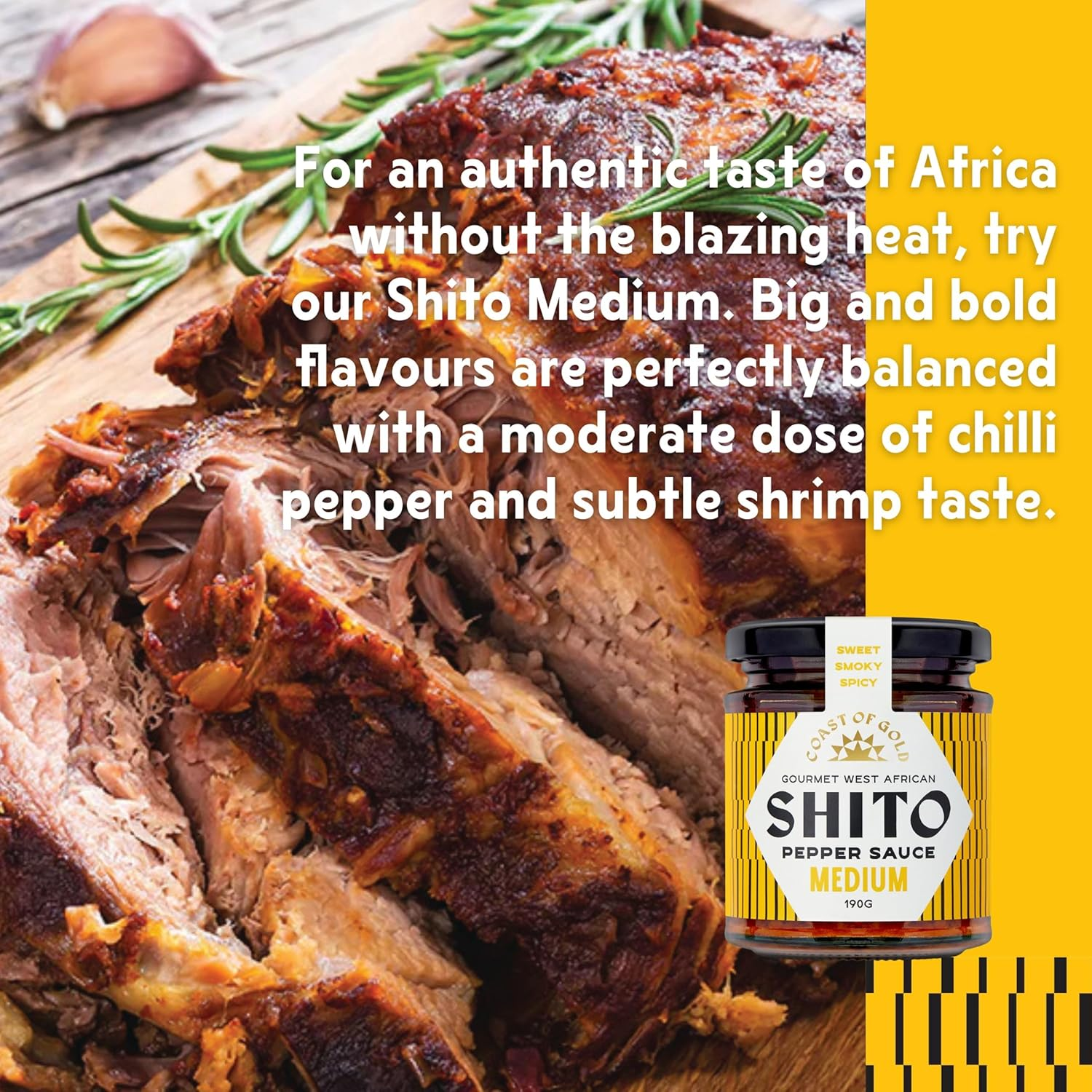 Coast of Gold Shito Medium Spicy Pepper Sauce, 190G, Bold Sweet & Smoky Flavours, Moderate Heat, Versatile Marinade, Dip, or Topping, Authentic West African Cuisine (Medium, 1X 190G Jar) image number 2