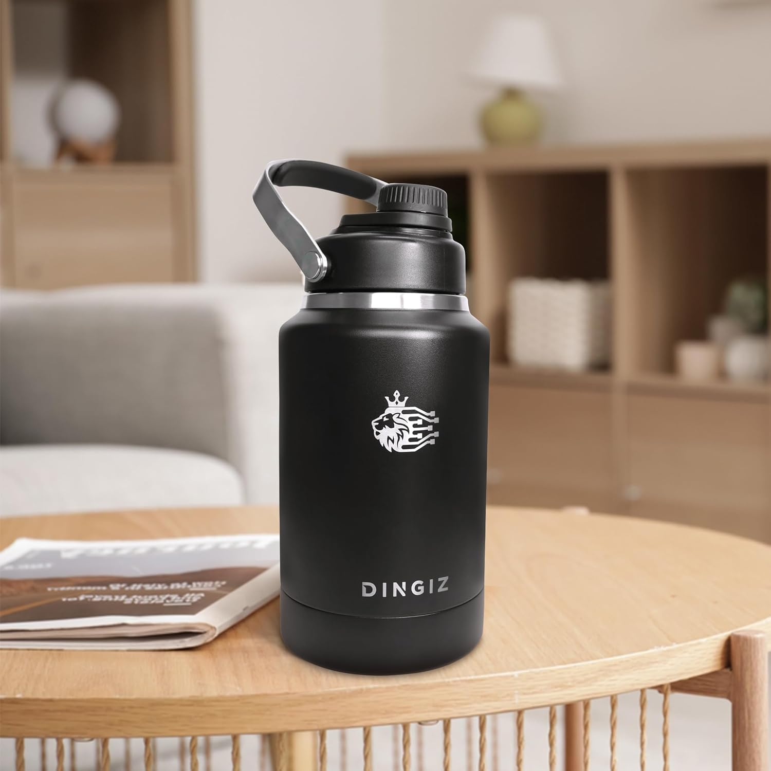 Dingiz 64Oz Insulated Stainless Steel Water Bottle &ndash; Half Gallon Water Jug with Detachable Pet Bowl, Leakproof Wide-Mouth Lid, and Sturdy Handle for Camping, Hiking, Gym, Pets & Outdoor Activities image number 3
