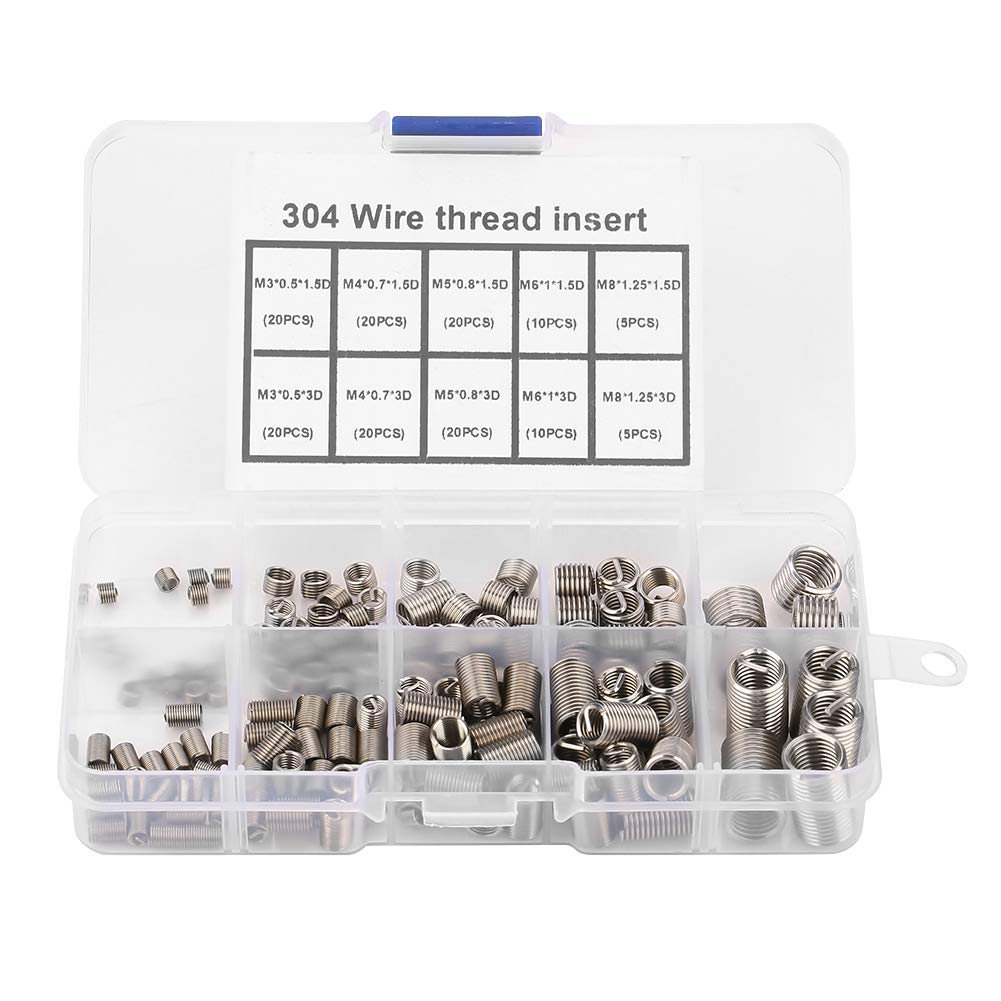 150Pcs Thread Repair Inserts, M3 M4 M5 M6 M8 Heli Coil, Helicoil M6, Helicoil Thread Repair Kit, Stainless Steel SS304 Coiled Wire Helical Screw Thread Inserts image number 6