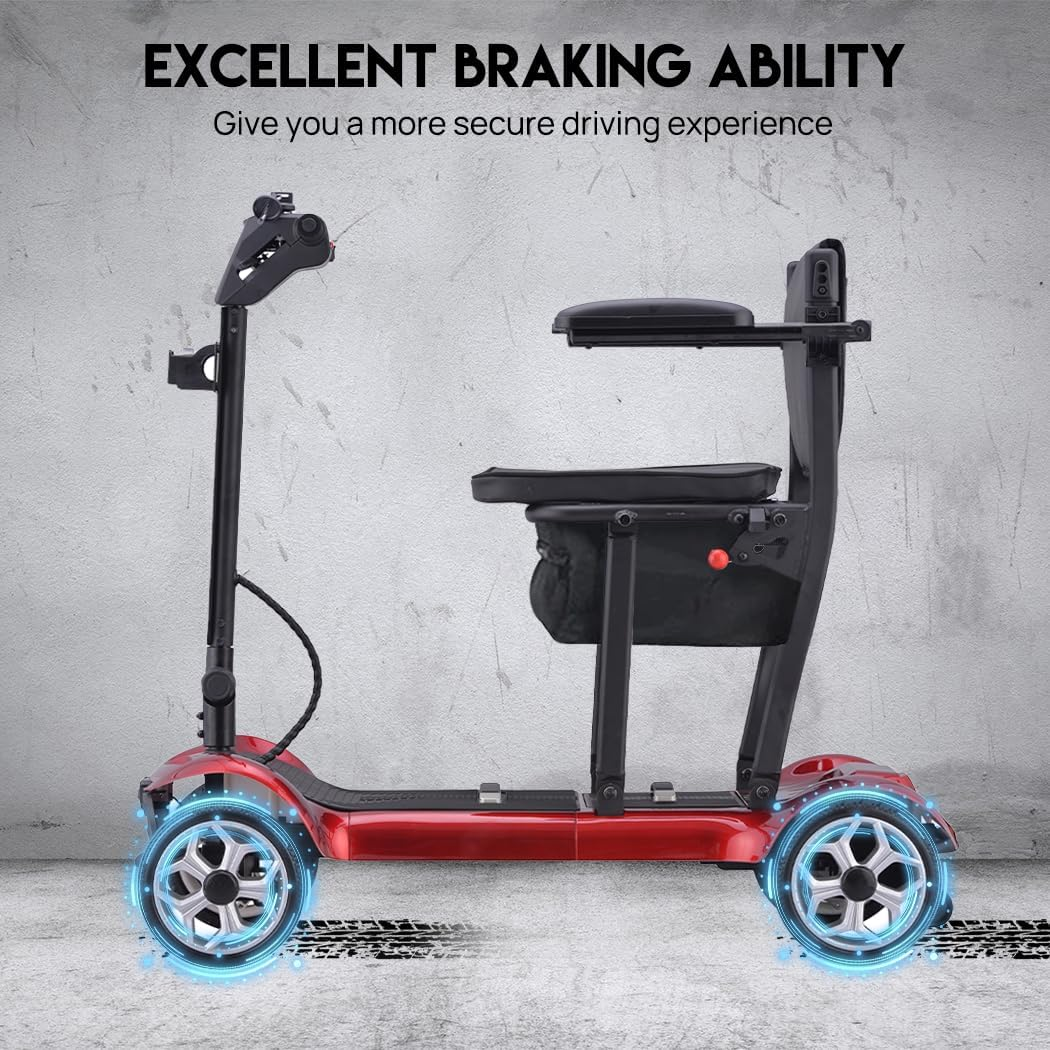 19KG Lightweight Foldable Electric Mobility Scooter Dual 13.2Ah Lithium Batteries, 270W Brush - Less Motor, 120KG Load Capacity, 35KM Range,For Easy Travel and Mobility (Red with Storage Bag) - Blue With Storage Bag image number 4