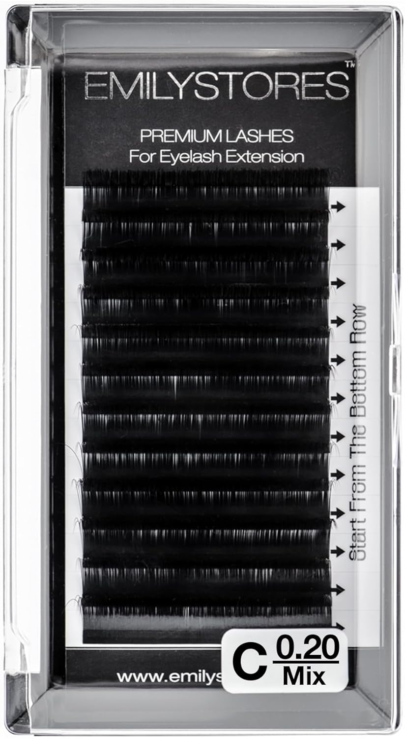 EMILYSTORES Eyelash Extensions 0.20Mm Thickness C Curl Length 8-14Mm Mixed Assorted Sizes Silk Mink Fake Eye Lashes in One Tray image number 2