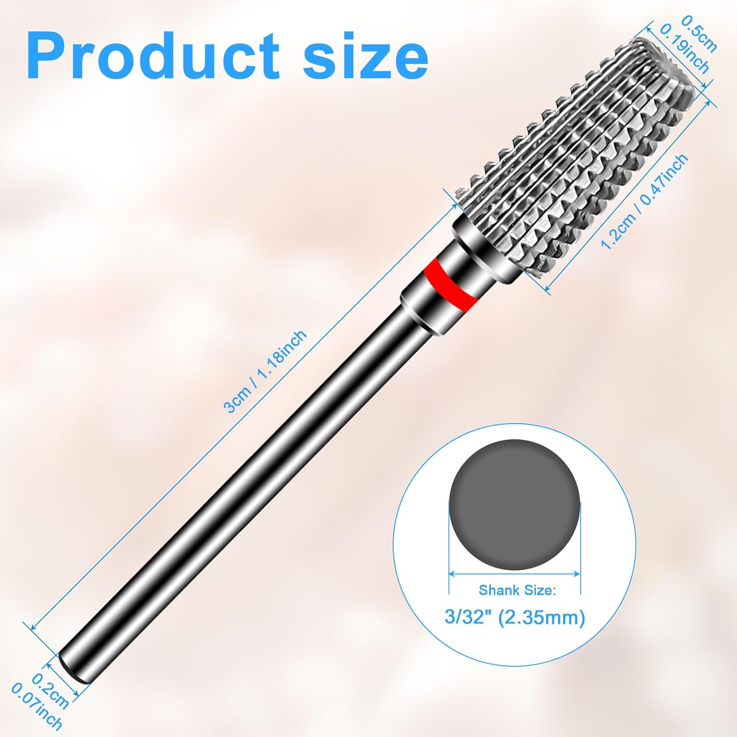 Diesisa 2 Pack Nail Drill Bits for Acrylic Nails, 3/32" Shank Drill Bits for Nails Professional Electric Nail Drill Bits for Home Salon/Fine+Medium Nail Bits - 5 in 1 Cylindrical Bit - Nib image number 6
