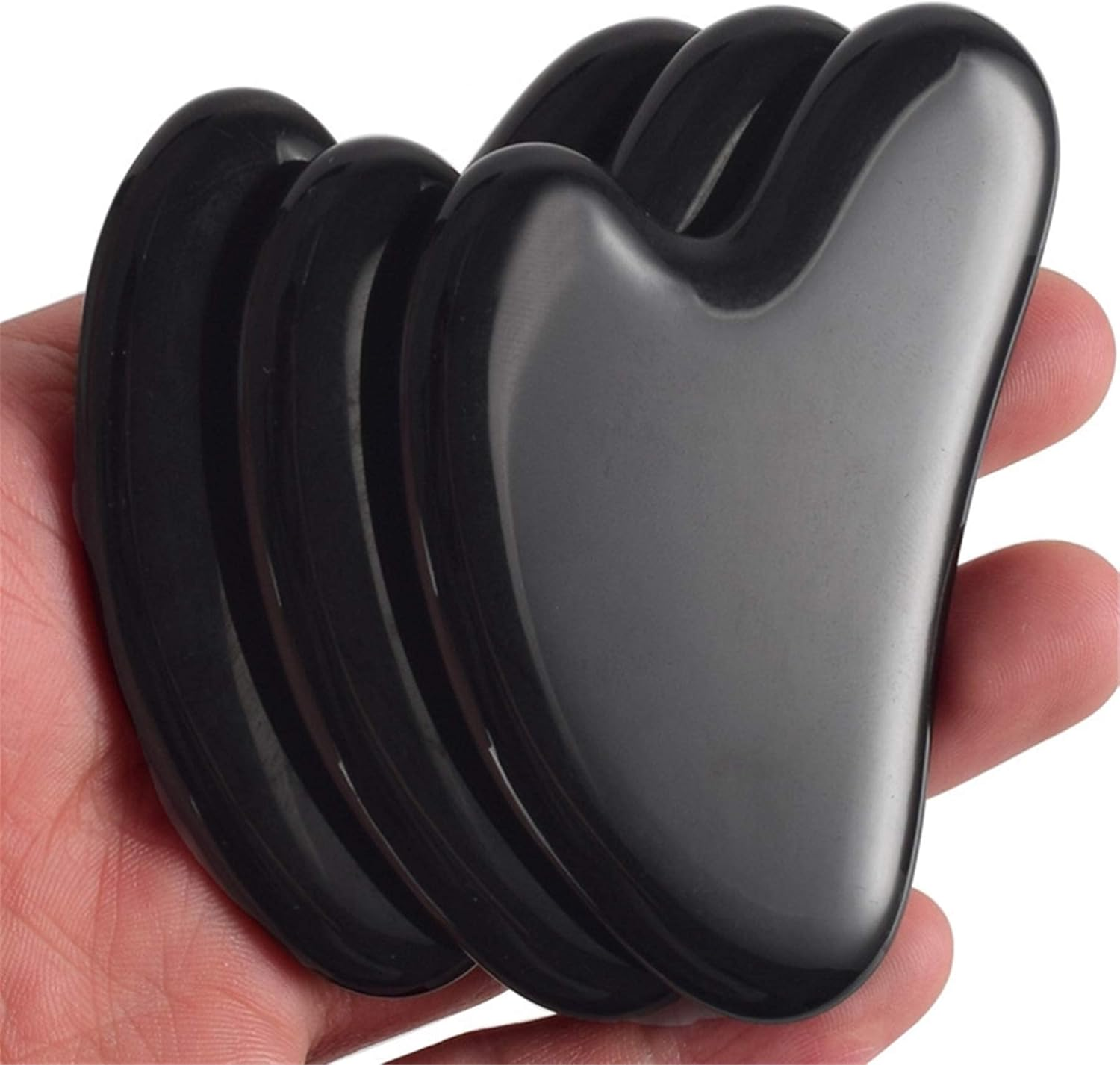 Gua Sha, Black Obsidian Guasha Massage Scraping Tool for Face Neck Body Firming, Muscle Tensions Relief image number 6