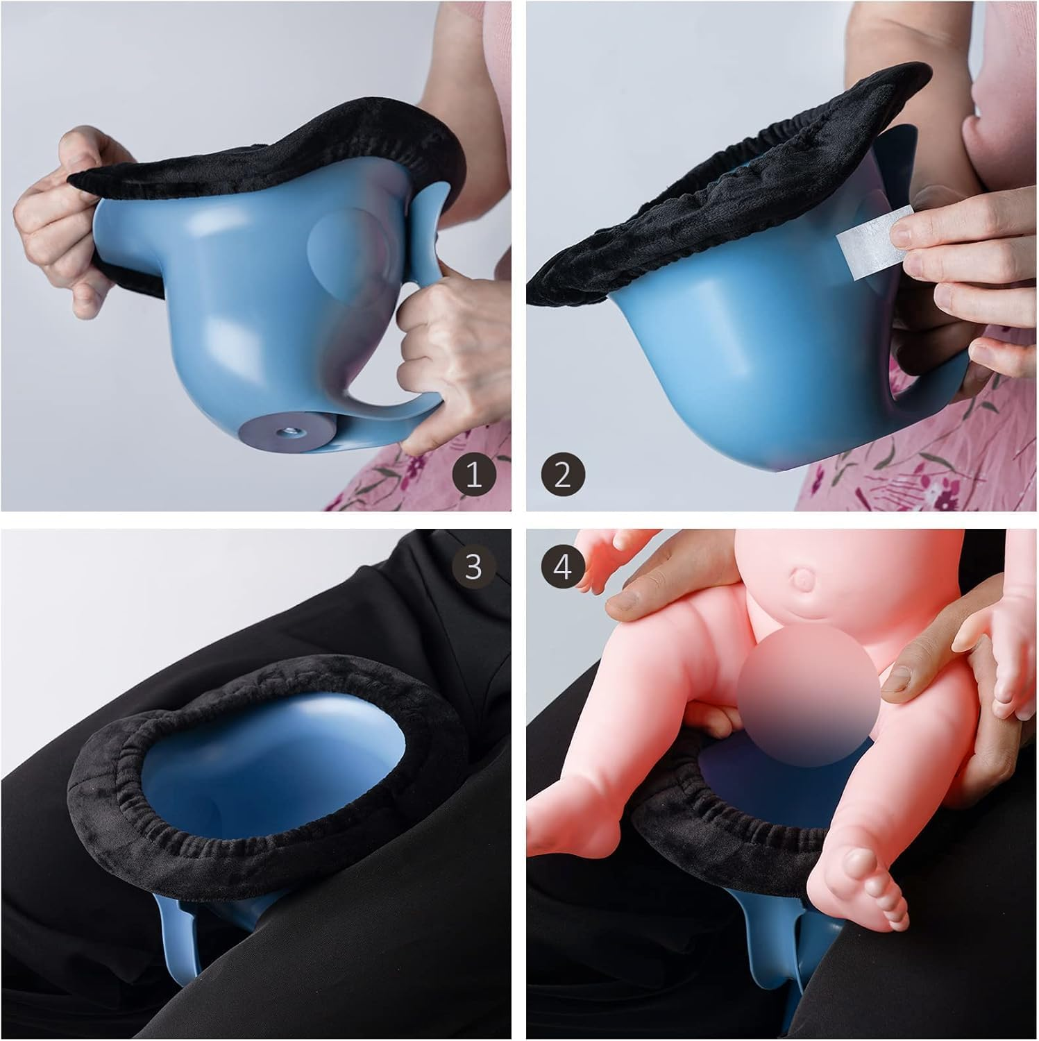 Newborn Baby Potty- the Diaper-Free Solution for Indoor & Outdoor Elimination Communication; Cute Fish Design (Blue) image number 2