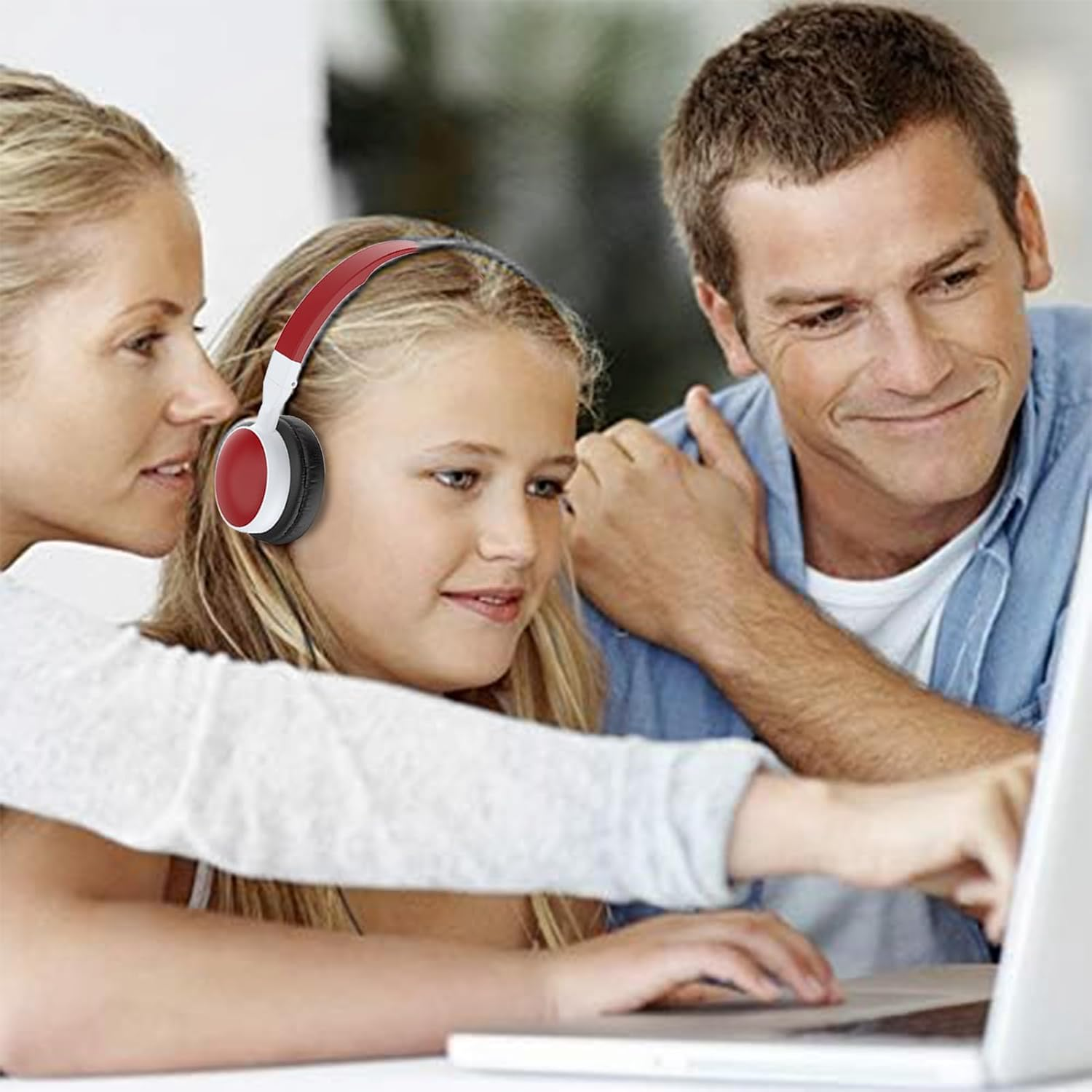 Wired Headset - Wired Over-Ear Headset for Computer - Foldable On-Ear Noise Canceling Headphones for Tablets Mobile Phones - White image number 6