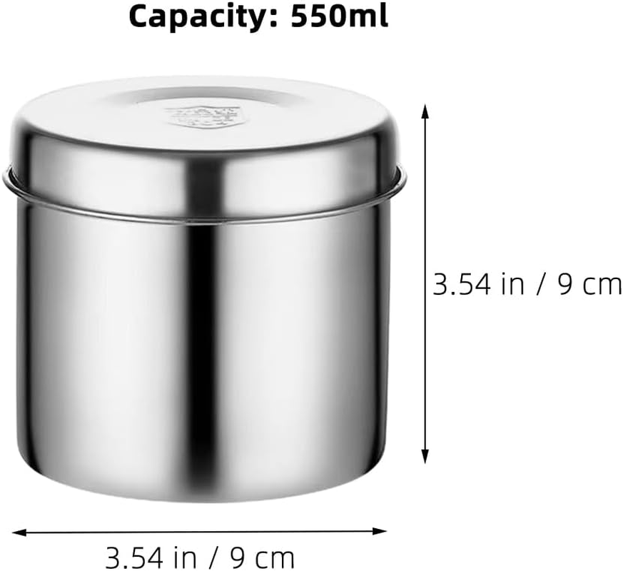 Hemoton Stainless Steel Sample Box 3.5 Inch Airtight Food Storage Container with Lid for School Canteen Kitchen Organisation image number 1