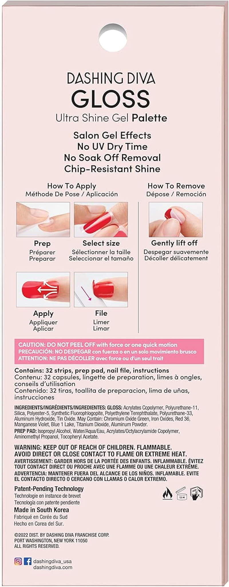 Dashing Diva Gloss Nail Strips - Wild Flower | UV Free, Long Lasting, Floral Nail Stickers with Pink Accent Nails | Contains 32 Nail Wraps, 1 Prep Pad, 1 Nail File - All Lined Up image number 2