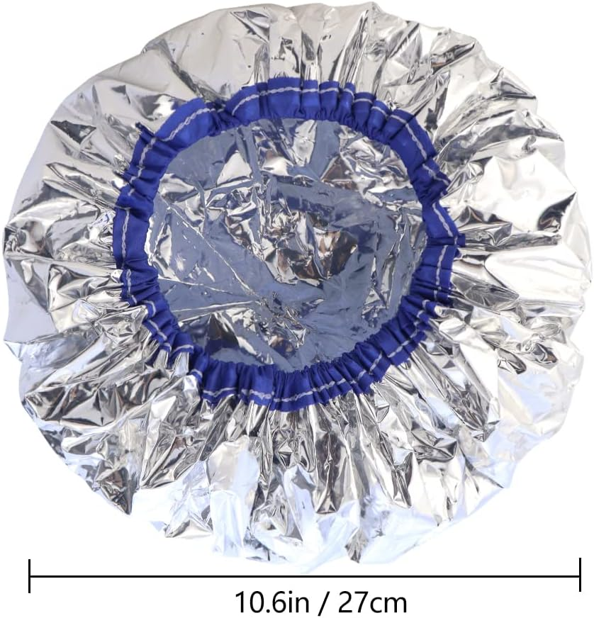 TCOTBE 2 Pieces Conditioning Caps Made of Aluminum Foil, Thickened Shower Caps for Hot Oil Treatment, Reusable Hair Processing Caps for Home and Salon Use, Hair Dyeing and Hot Oil Treatment Tools image number 1