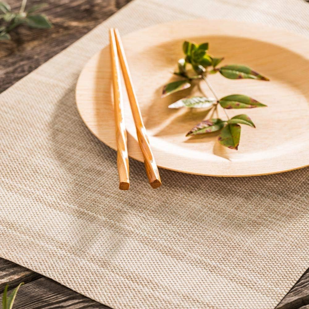 Restaurantware French Countryside 16 X 12 Inch Dining Table Placemats Set of 6 Heat-Tolerant Kitchen Table Mats - Eggshell Stripe No Stain Khaki Vinyl Woven Rectangle Placemats Easy to Clean image number 4