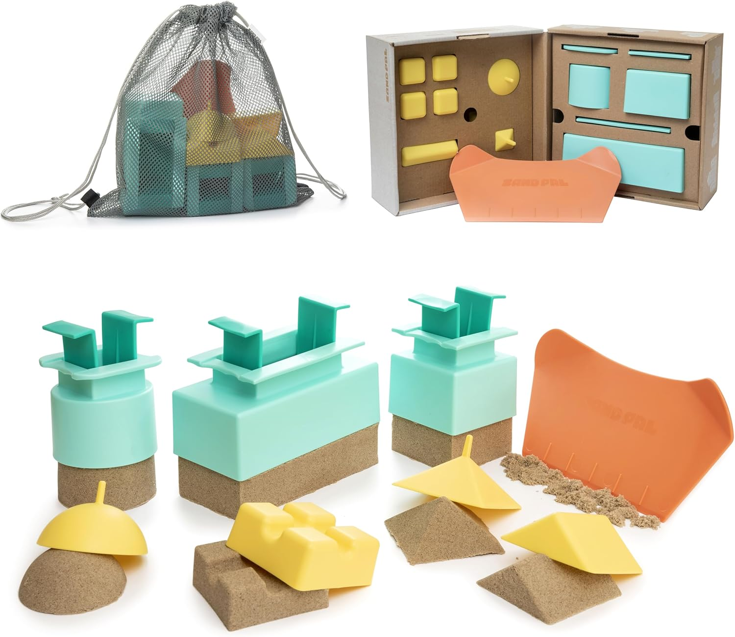 Sand Pal Beach Toys for Kids - 9 Pieces Travel-Friendly Snow Toys for Kids Ages 3-12 - Outdoor & Indoor Play Sandbox Toy Set - Sand/Snow Castle Building Molds & Tools Kit for Adults with Mesh Bag image number 2