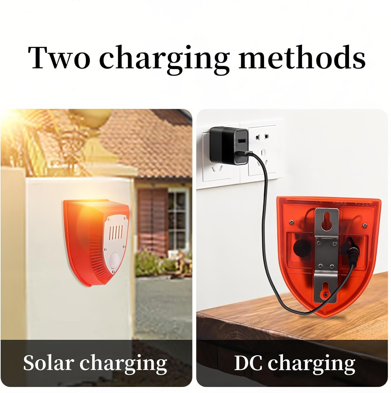 Lancoon Solar Security Alarm Lights Motion Sensor 129Db Loud IP65 Waterproof Light Strobe Light Warning Lamp Gunshot Sounds & Barking Sound for Outdoor Yard Barn - Red image number 7