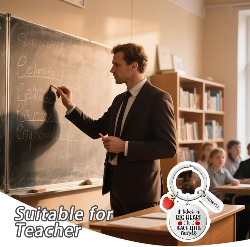 Preschool Teacher Appreciation Day Gifts for Teachers Special Teachers Thank You Gifts for Teacher Assistant Appreciation Keychain for Men Women It Takes a Big Heart to Teach Little Minds Keychain image number 2