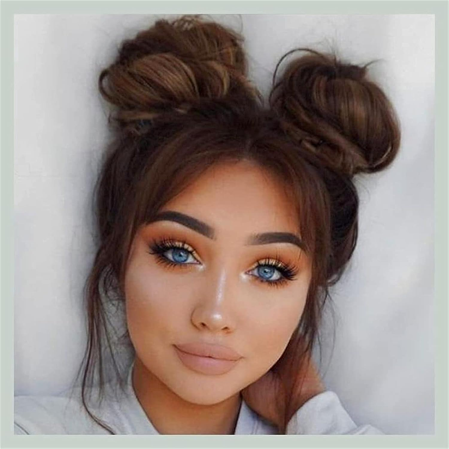 Half Fancy Bun Clip-On Wig Hairpin,Hair Extension Scrunchies,Ball Head Grasping Clip,Messy Bun Hair Scrunchies,Hair Bag Bud Head Fluffy Natural Hair Coil (Large,Black Brown) image number 2