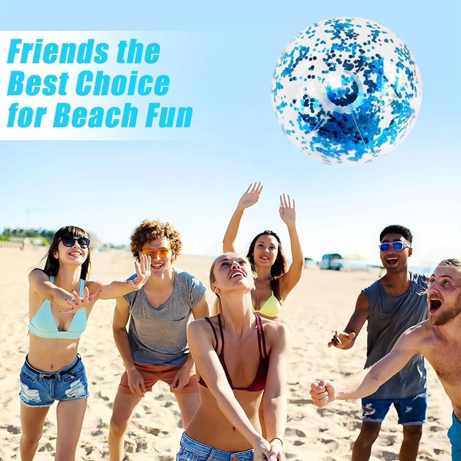 Inflatable Water Ball, Pack of 3 Inflatable Glitter Water Balls, Beach Ball, Swimming Pool Party Ball for Summer Outdoor Activities, Inflatable Ball, Large Water Ball image number 4