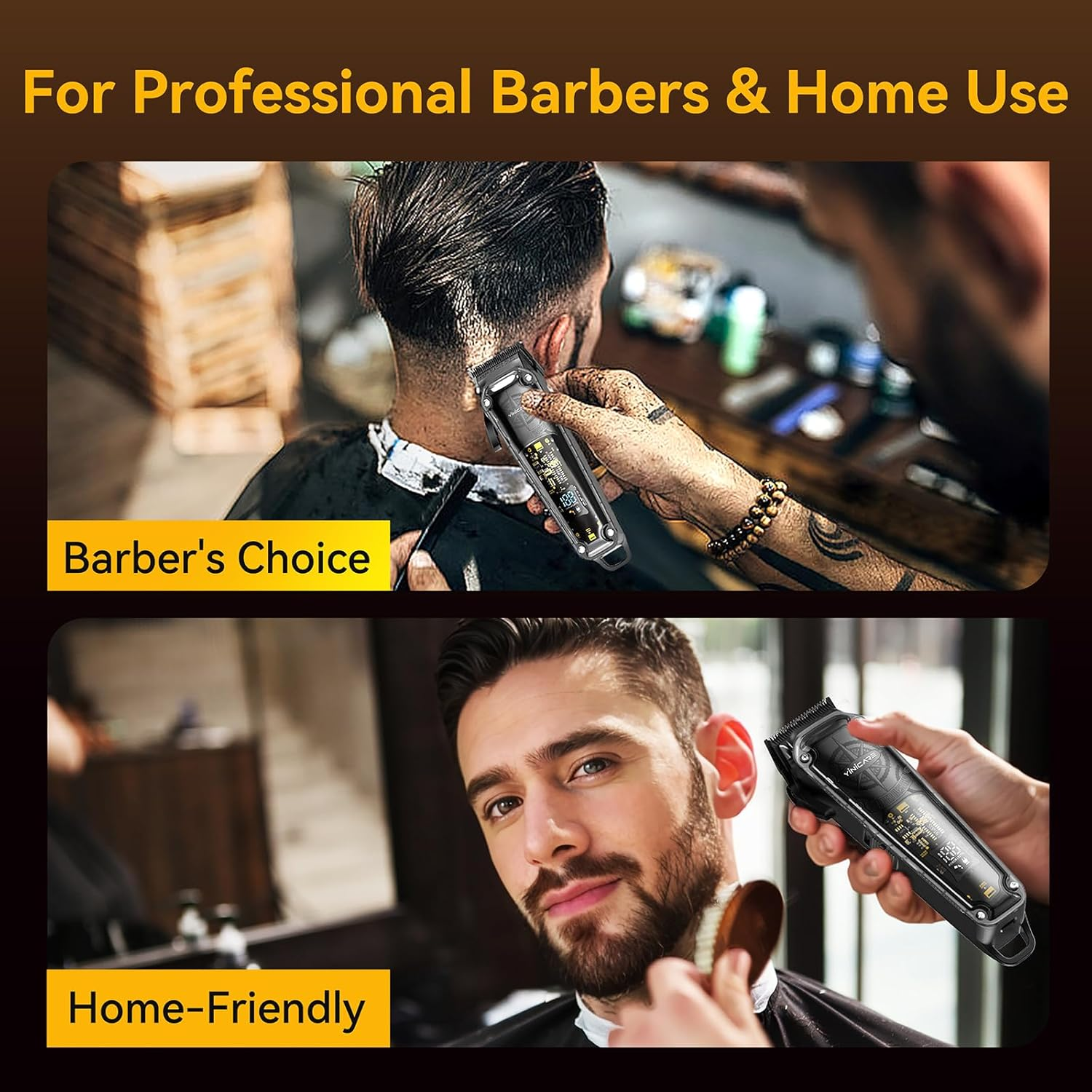 Yinicare Hair Clippers for Men Barber Kit Professional Cordless Electric Hair Cutting Set with Pomade Hair Clipper, Zero Gap T-Blade Trimmer, Guards for Mens Haircut (Hair Clippers Set) image number 2