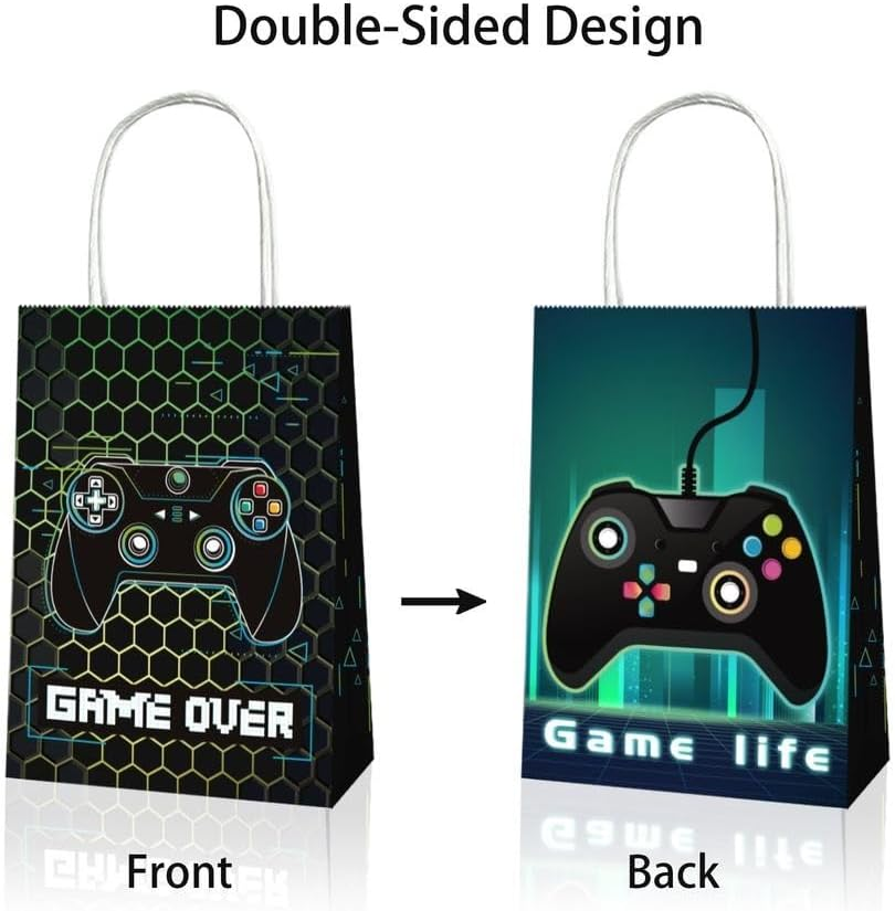 12X Gamer Party Bag Favours Supplies Birthday Decoration Treat Bag Paper Bag Kraft Bag Gable Box Gift Bag Themed Party Bag image number 4