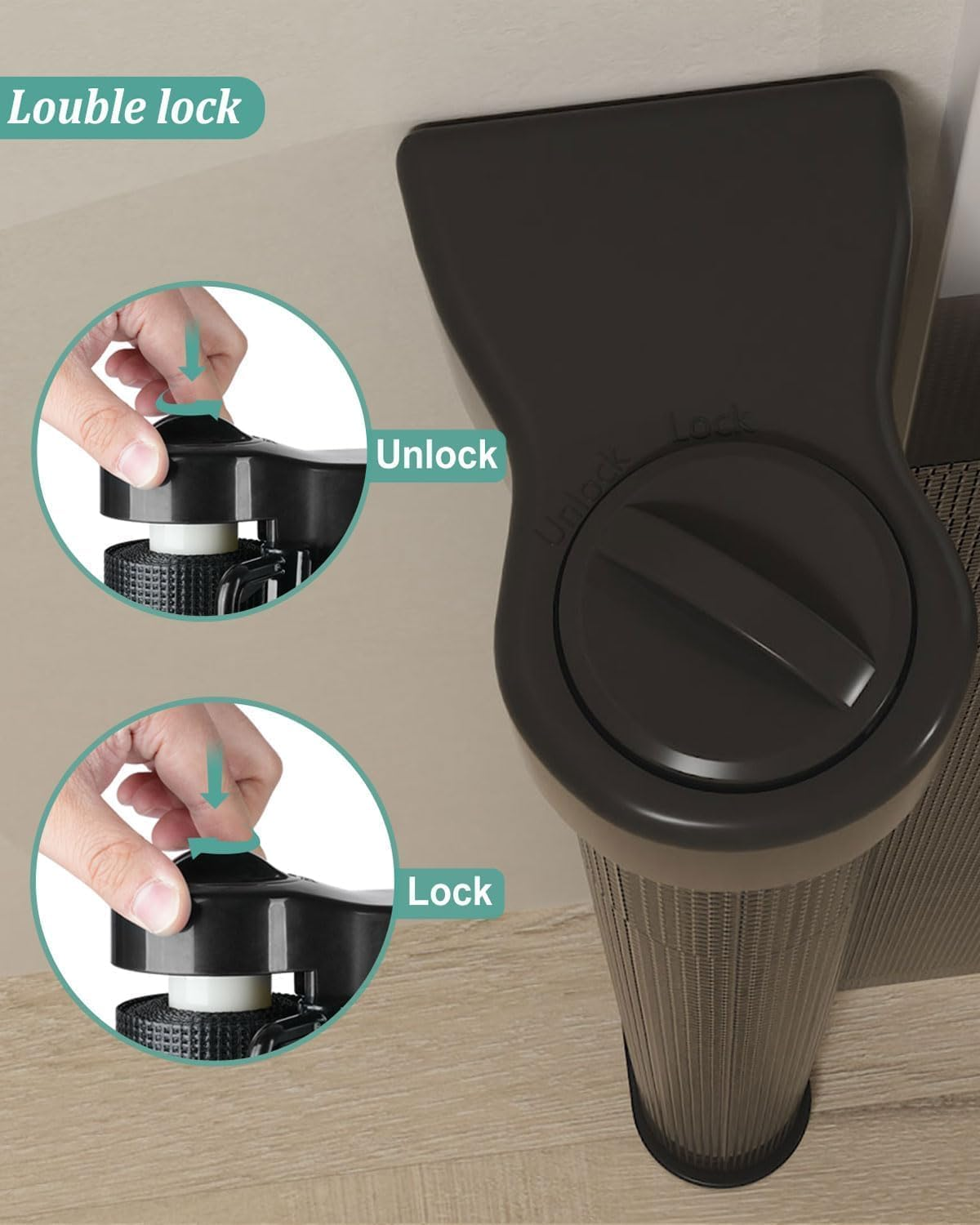 Retractable Baby Gate Retractable Driveway Gate 34" High Extends to 71" Wide Baby Gate Stairs Doorways Indoor Retractable Gate Outdoor Extra Wide for Enhanced Safety Mesh Baby Gate(86Cmx180Cm, Black) image number 6