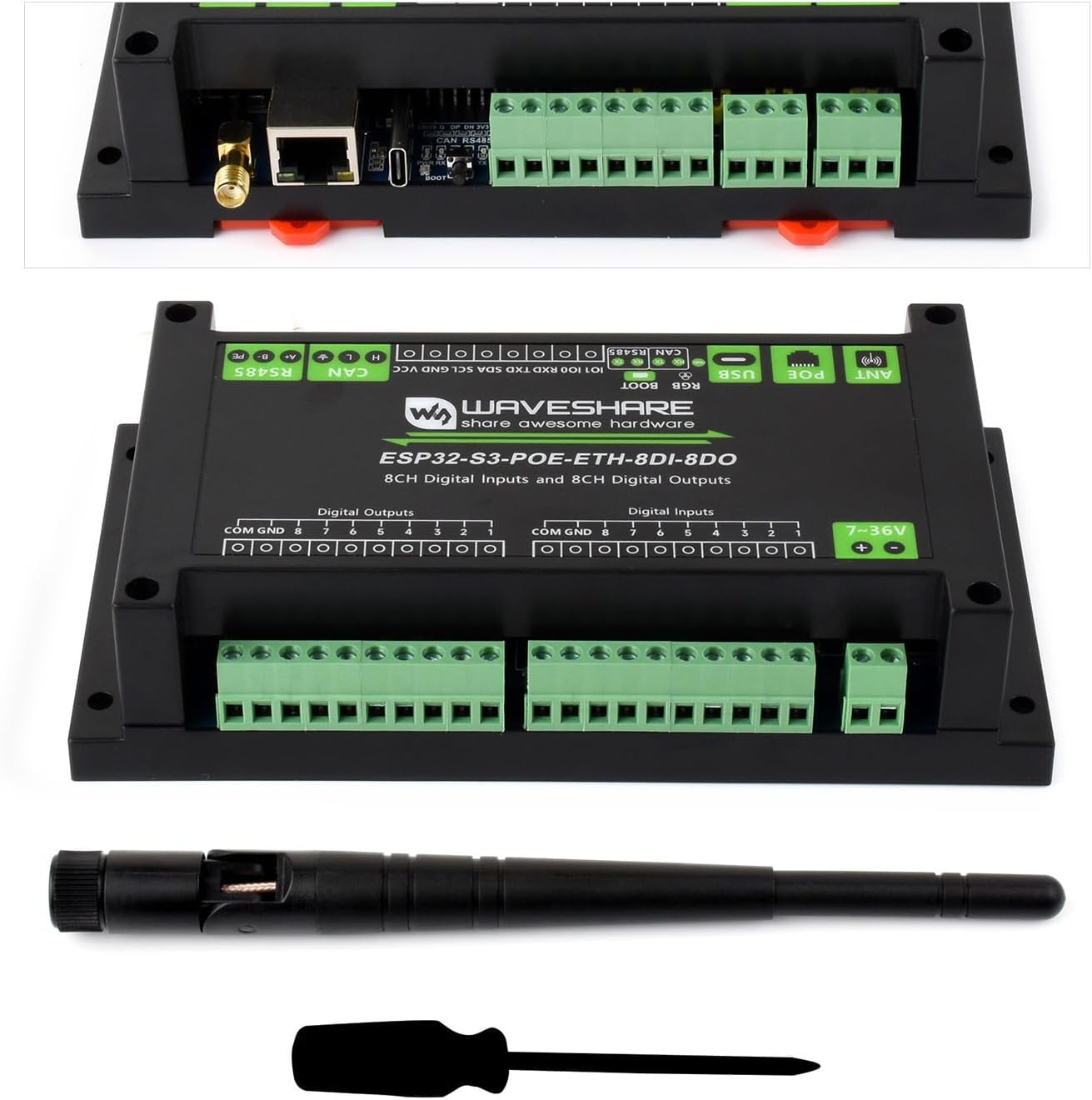 Waveshare Industrial ESP32-S3 Control Board with 8-Channel Digital Input & Output, Built-In Xtensa 32-Bit LX7 Dual-Core Processor, up to 240Mhz, with Multiple Isolation Protection Circuits image number 3