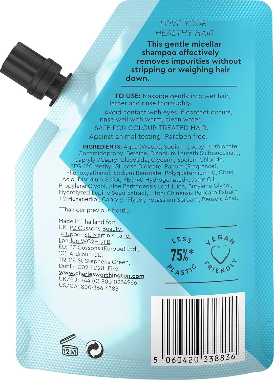 Charles Worthington Everyday Gentle Mizellar Take-On Shampoo image number 3