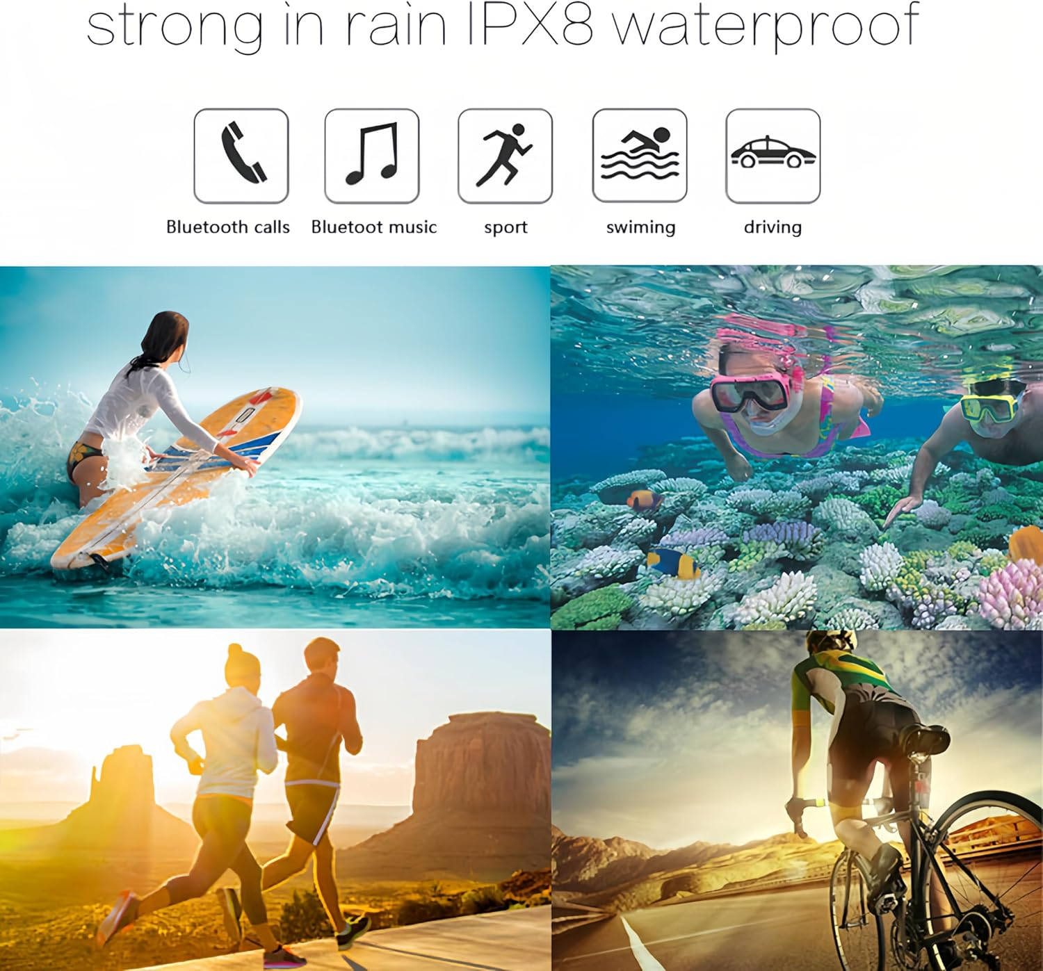 Bewinner Wireless Swimming Headphones - IPX8 Waterproof Bluetooth Underwater Headphones with Smart Voice Prompt & Noise Reduction for Surfing Diving (Green) image number 5