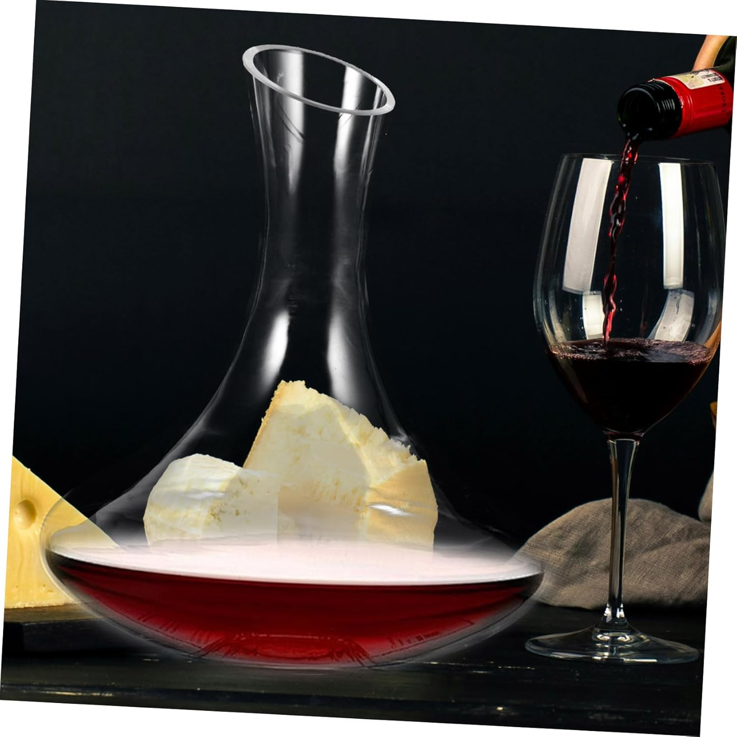 Mobestech 1Pc Lead Glass Wine Decanter Elegant Transparent Design for Quick Aeration Household Beverage Container Stylish Barware Addition image number 1