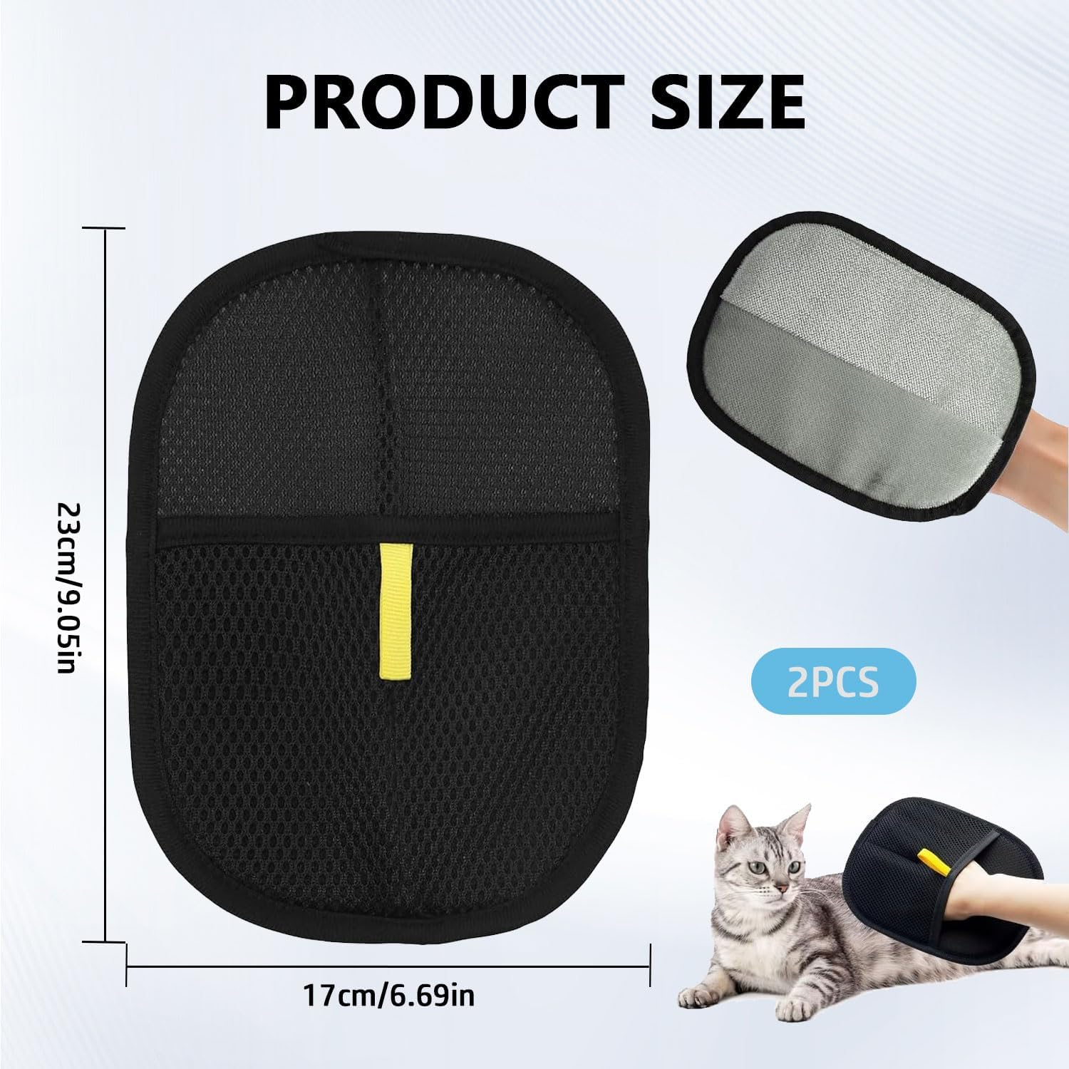 2 Pcs Static Pet Hair Remover Gloves,Pet Hair Removal Glove for Cats & Dogs,Upgraded Animal Fur Removal Tool for Couch, Furniture, Carpet, Curtain, Clothing image number 6