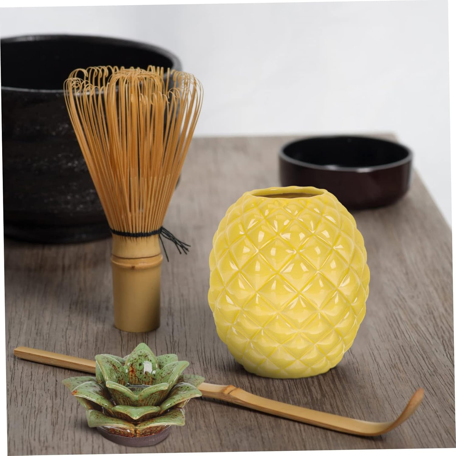 GOOHOCHY Ceramic Tea Airtight Jar Pineapple Shape Sealing Canister with Lid Portable Tea Storage Box for Travel Home Office Kitchen Organizer Food Jar image number 1