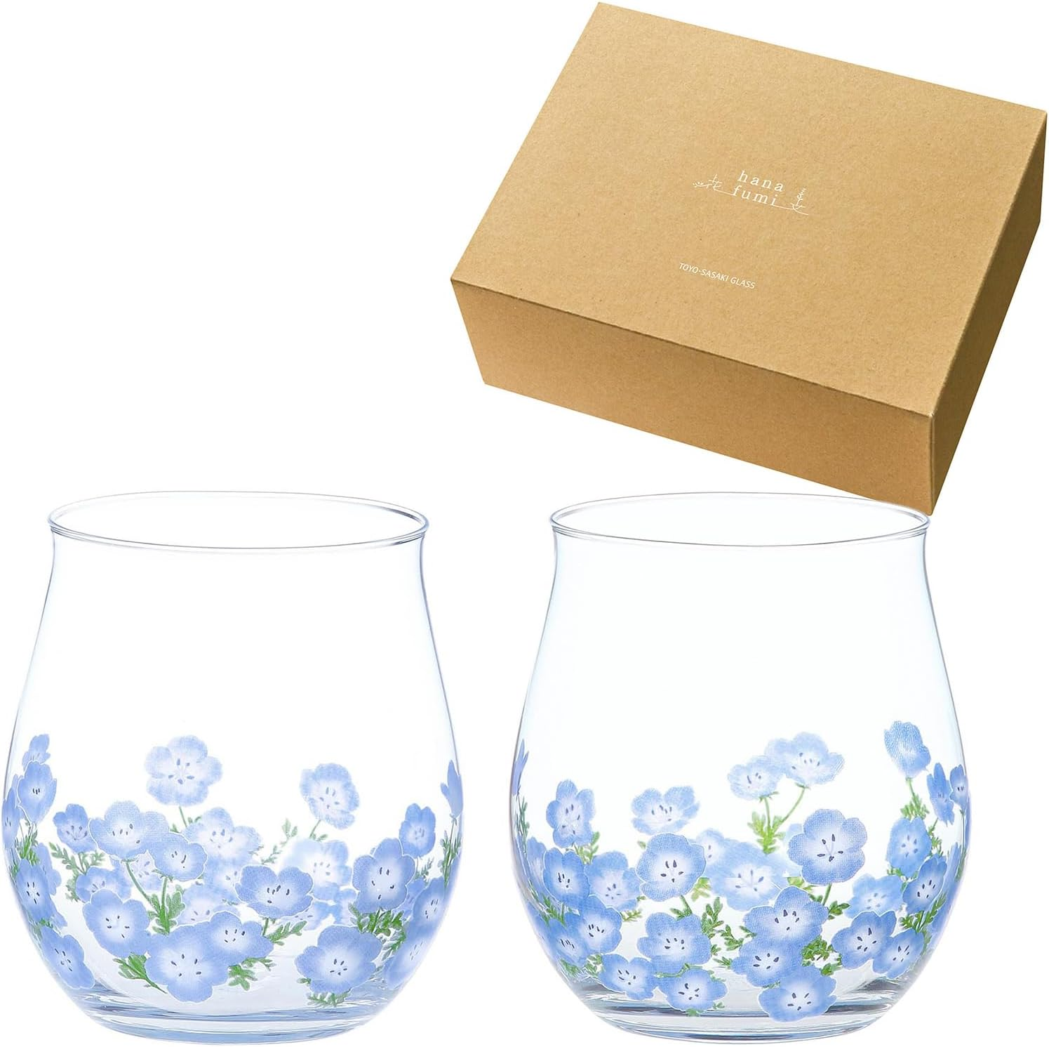 Toyo Sasaki Glass Hanafumi G099-T282 Tumbler Glass, Hanafumi, Approx. 12.2 Fl Oz (360 Ml), Set of 2, Mimosa Pattern, Haze Pattern, Made in Japan, Dishwasher Safe, Clear, Tumbler, Glass, Cup