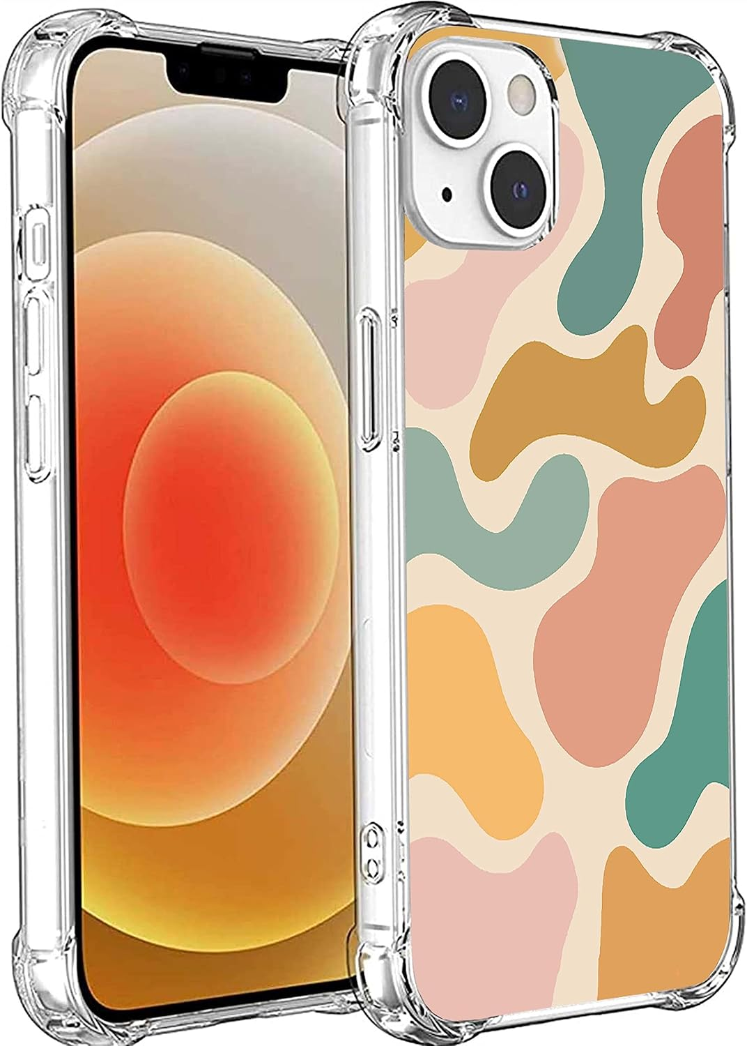 Pastel Color Shapes Case Compatible with Iphone 13, Aesthetic Cow Print Pattern Case for Iphone 13, Trendy TPU Phone Case Cover image number 3