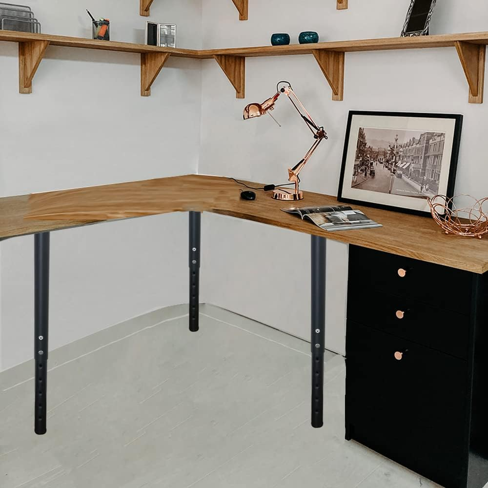 Jahof Adjustable Table Legs 22-36 Inch (55-90Cm), Metal Desk Legs &Oslash;42/38 Mm with Screws, Telescopic Legs for Tabletops, DIY Desk, RV, Home and Office (4Pcs, Black) - 4, Black image number 6