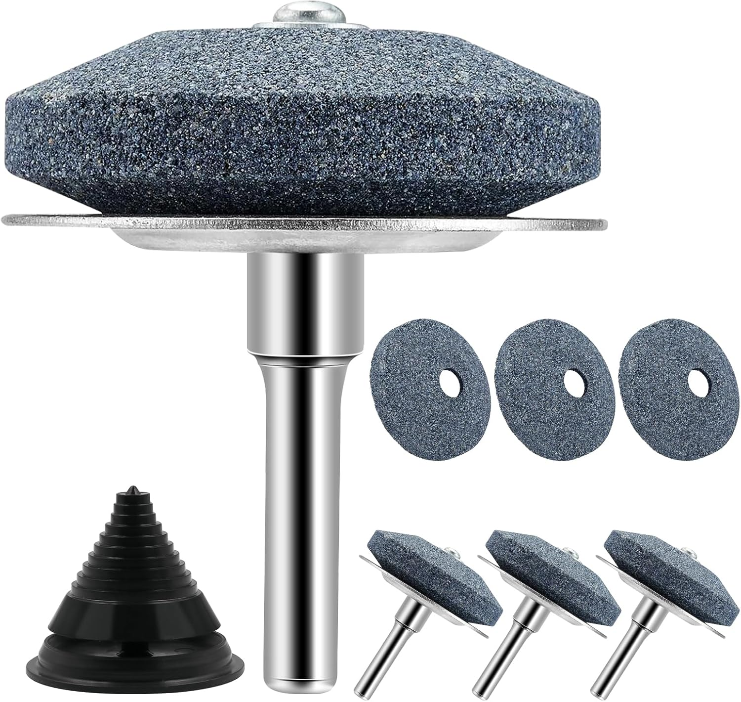 Ziyue 3 Pack Lawn Mower Blade Sharpener, Universal Rotary Lawnmower Blade Sharpen with Balancer, Garden Tool Blade Sharpeners for Any Power Hand Drill (3 Sharpener Kits+3 Grindstone+1 Balancer) image number 4