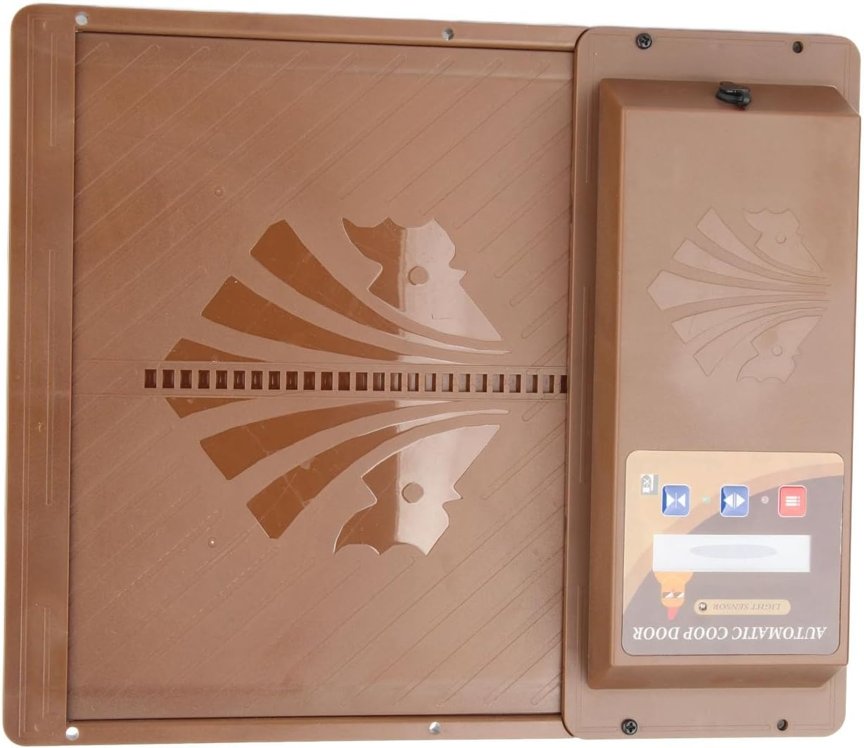 Automatic Chicken Coop Door, Smart Remote Control Solar Opener with LED Display Screen for Poultry Protection (Brown) image number 1