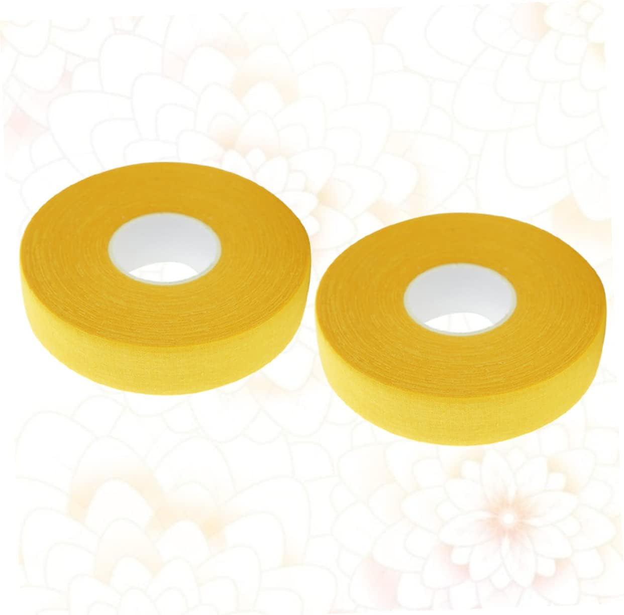 Mipcase 2Pcs Yellow 2.5Cm X 20M Cotton Hockey Stick Tape Sticky Sports Tape Waterproof Anti-Slip Wrapper for Ice Hockey Practice image number 1