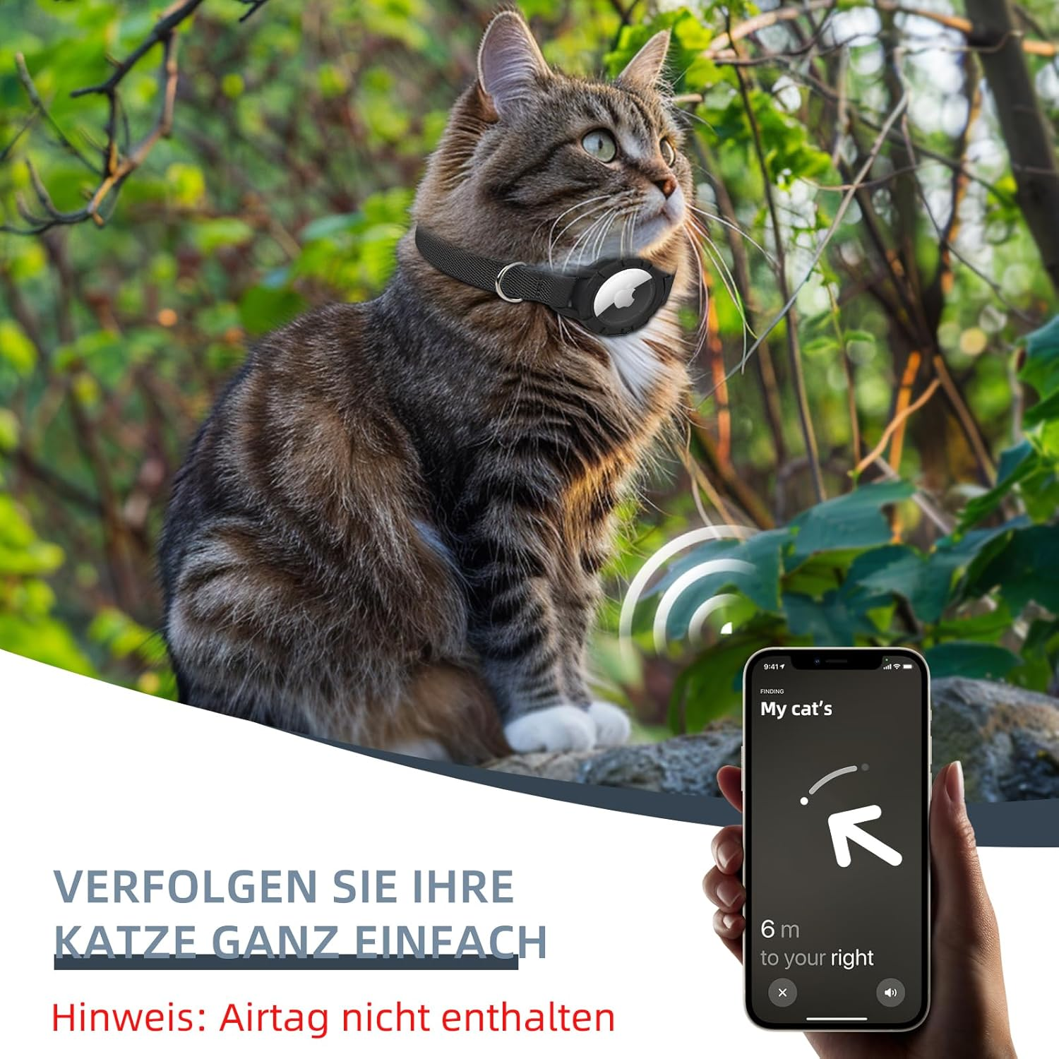 Airtag Cat Collar, Elastic GPS Kitten Collar with Air Tag Holder, Lightweight and Comfortable, Stretchy Cat Tracker Collars for Cats, Kittens and Puppies, 8-12 Inches, Black image number 6