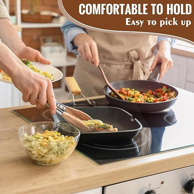 Cooking Tongs (2) Wooden Kitchen Tongs Long Handle with Non-Slip Grip,Wooden Utensil Set for Serving Salad Desserts Flipping Burgers Grilling Etc image number 1