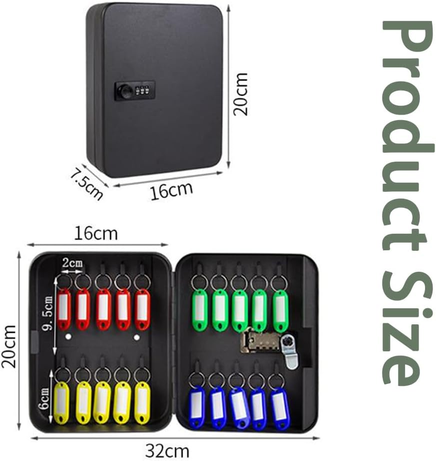 20 Key Storage Cabinet,Wall Mounted Key Cabinet,Bin with Combination Lock,Security Storage Box,Key Organizer,For Home,Office,Key Storage image number 4