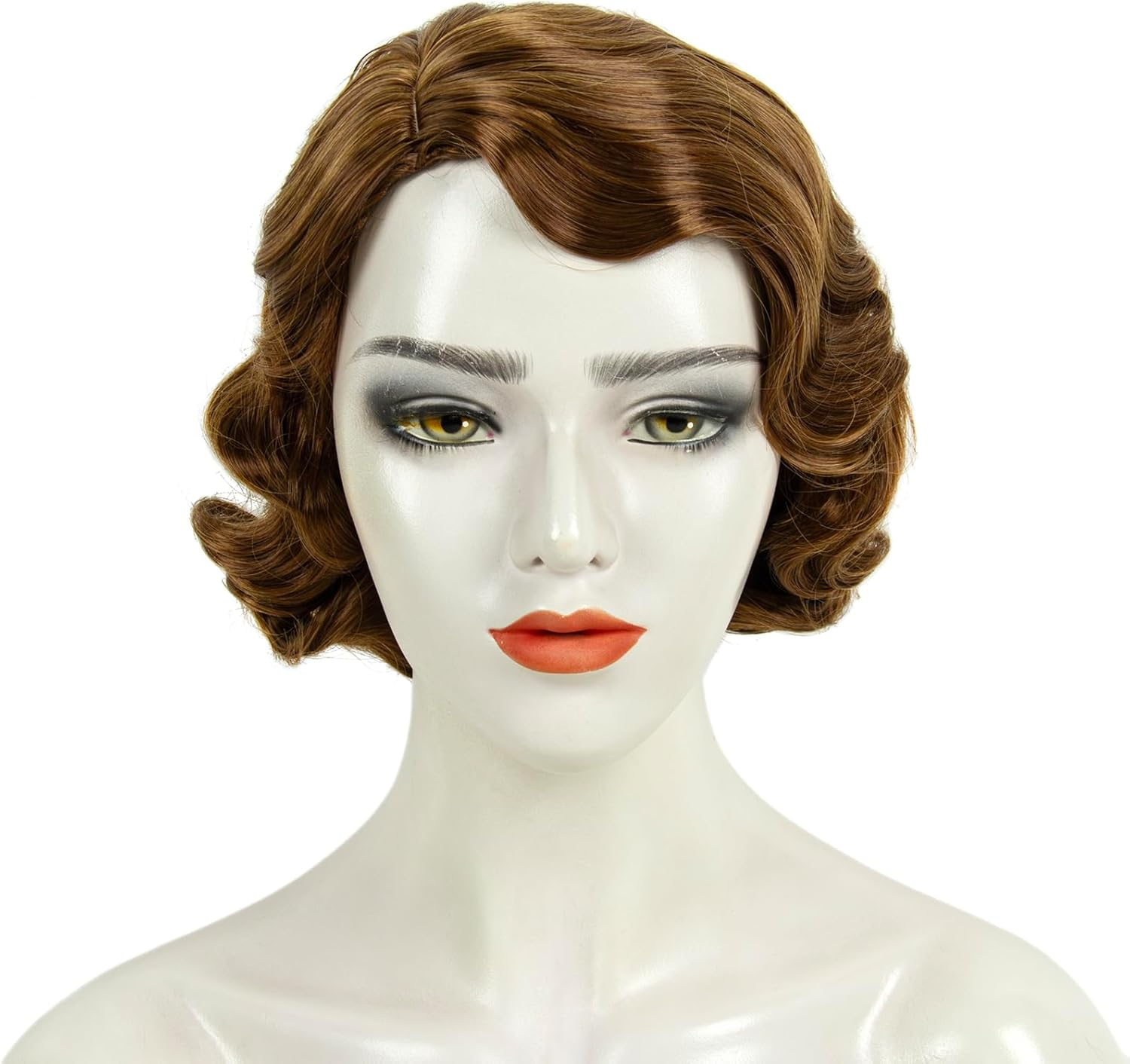 Short Brown 1920S Wig for Women Gatsby Roaring 20S Finger Wave Party Synthetic Full Vintage Wigs for Womens Lady Cosplay Costume Fancy Dress 1920 Flapper Wig image number 1
