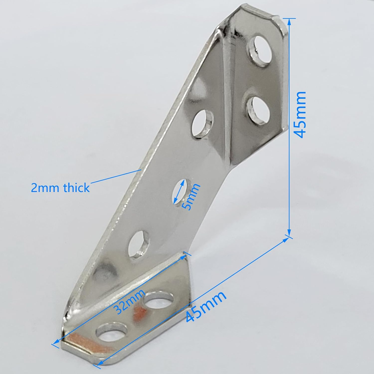 Stainless Steel Thickness Multifunction Triangle Corner Brace, Universal Furniture Corner Connector Angle Bracket Support with Screws Angle Fasten Connector Furniture Triangle Support Frame (96) image number 5