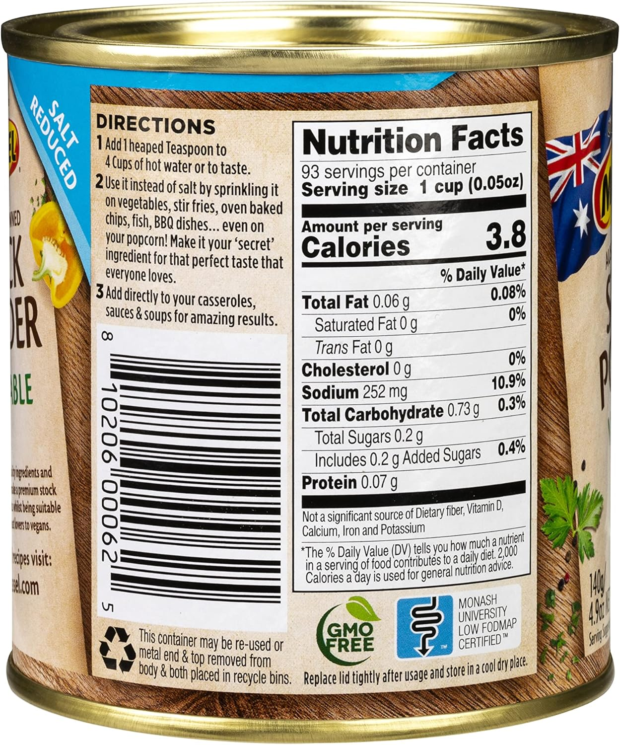 Massel Salt Reduced Vegetable Stock Powder - Plant Based, Low FODMAP & Gluten-Free, 140G X 6 Pack