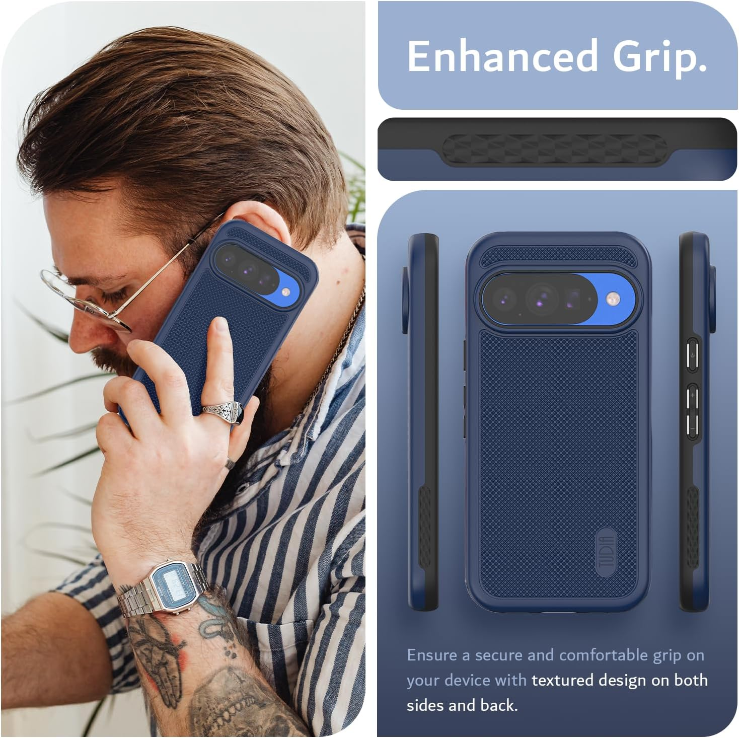 TUDIA Mergegrip for Google Pixel 10 & Pixel 10 Pro Case (2025) &ndash; [Military Grade Drop Tested] Dual-Layer Rugged Slim Shockproof Heavy Duty Protective Phone Cases (Indigo Blue, Basic) image number 3