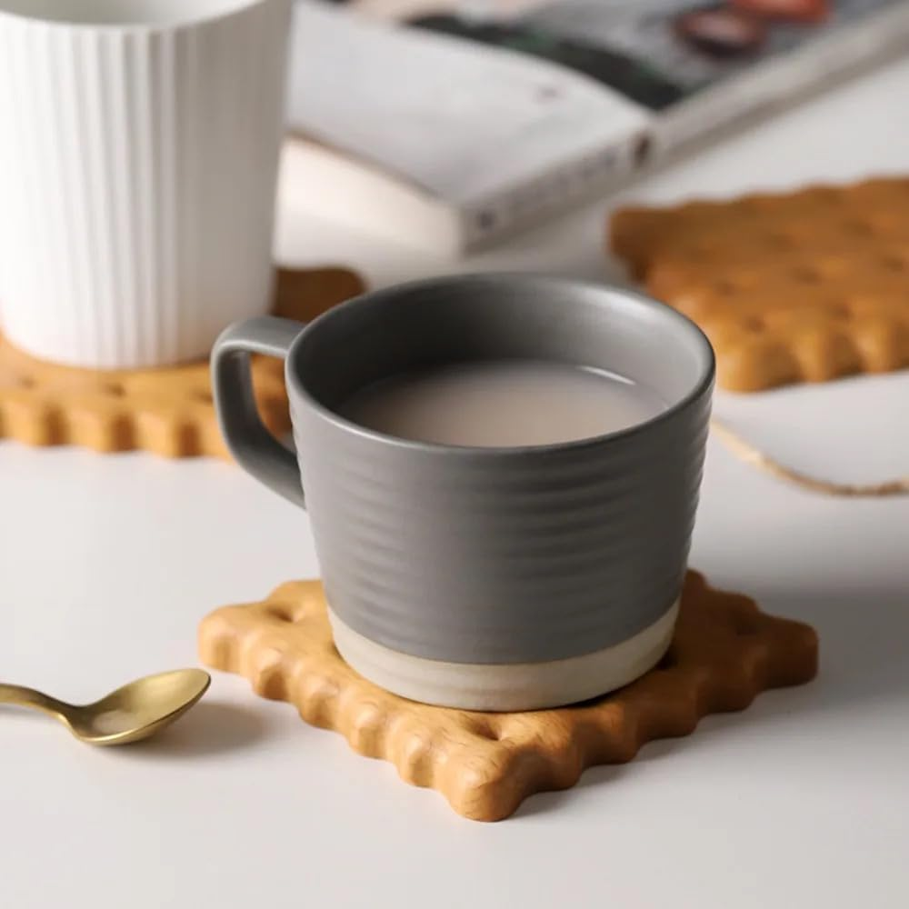 4PCS Wooden Drink Coasters Coaster Set | Square and round Biscuit Design | Wood, Natural | Home Decor, Kitchen | Cups and Mugs, Drinkware image number 4