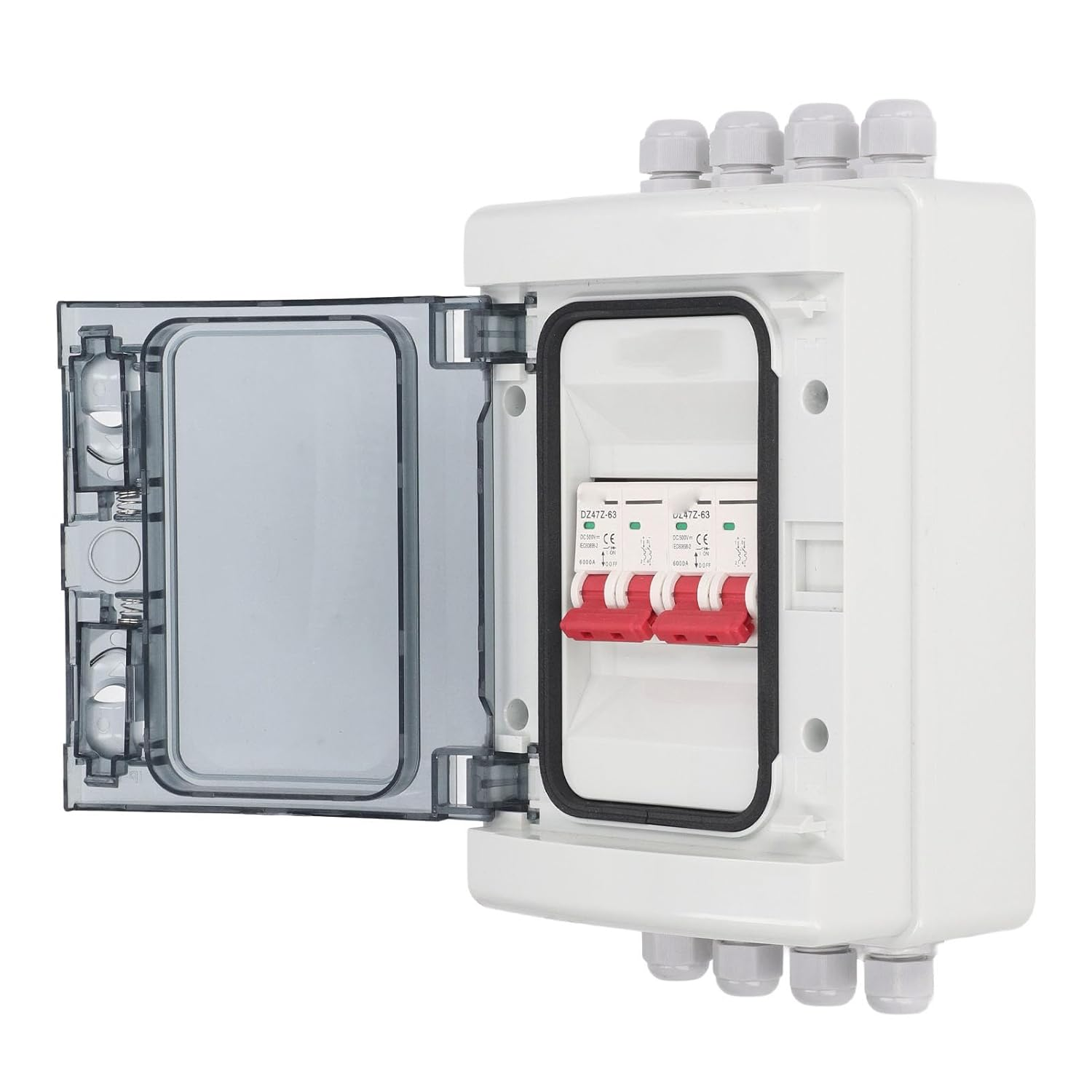 Miniature DC Switch Box, IP65 Waterproof 2 in 2 Output 500V UV Resistant Solar Photovoltaic Switch Box for RV (63A) image number 2