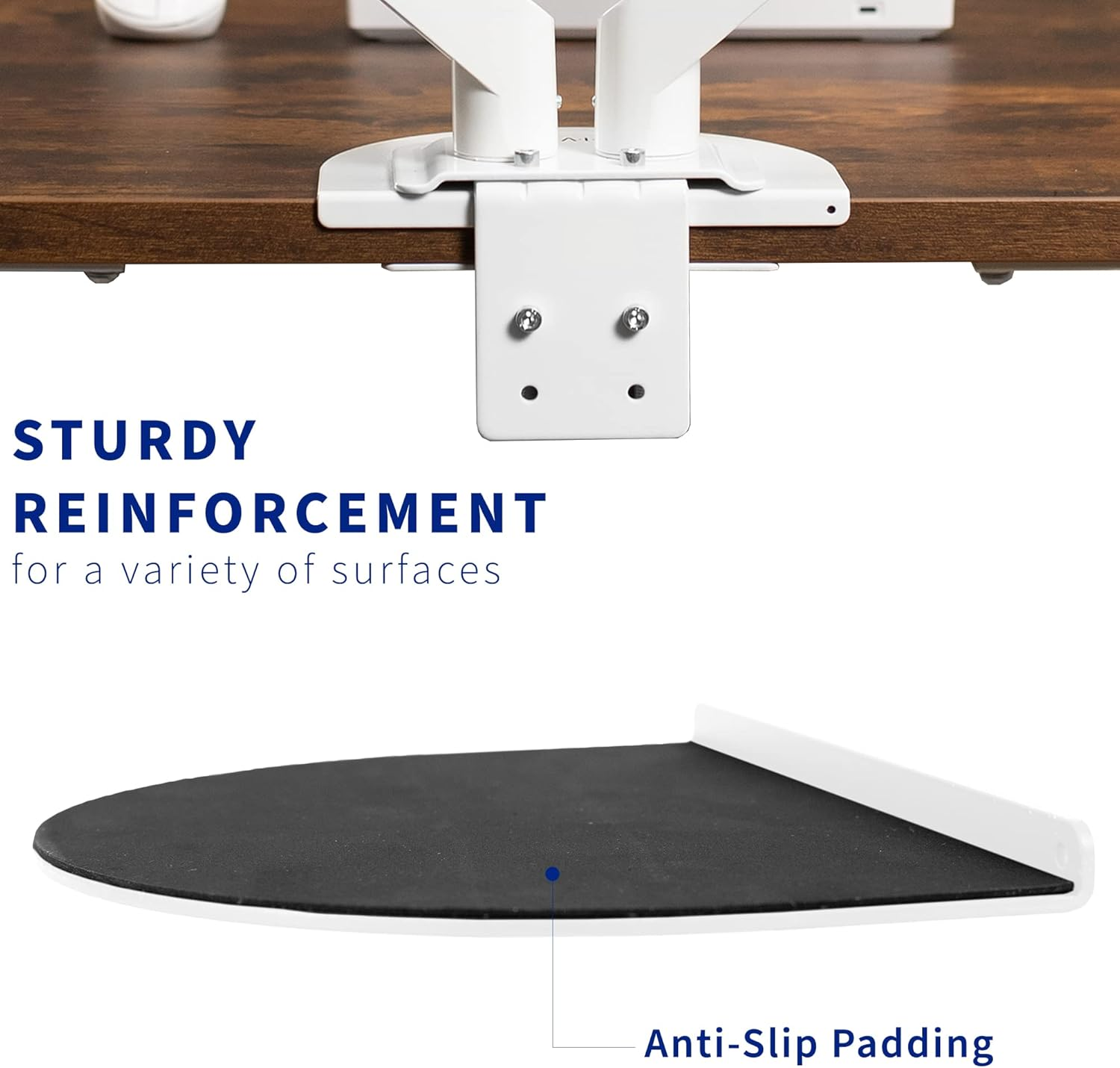 VIVO Steel Reinforcement Bracket Mount Plate for Thin, Glass, and Other Fragile Table Tops, Clamp Compatible with Most Monitor Stand C-Clamp Installations, White, STAND-AC01RW image number 6