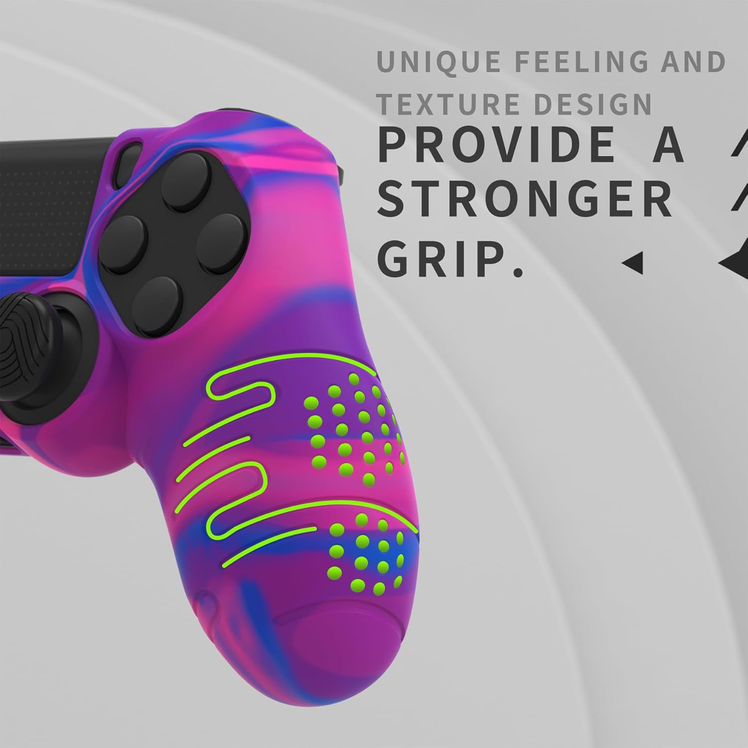 Playvital Line & Dot Pink & Purple & Blue Silicone Cover Skin for Ps4 Controller, Anti-Slip Soft Protector Case Cover with Thumb Grip Caps image number 1