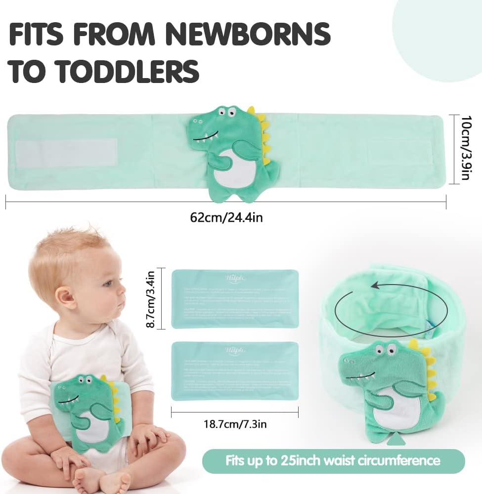 Hilph&reg; Baby Colic, Gas and Upset Stomach Relief, Baby Heated Tummy Wrap, Natural Relief for Babies and Toddlers with Soothing Warmth - Green image number 5