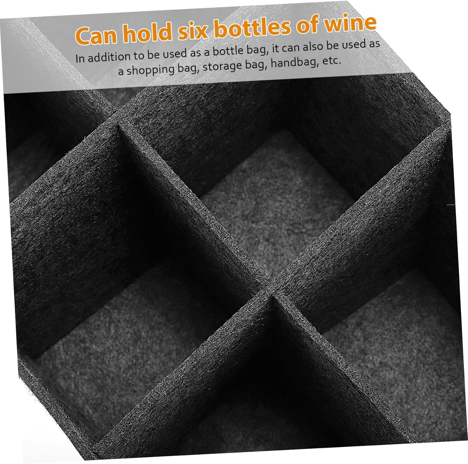 SHOWERORO Felt Wine Carrier Bottle Bag 24X16X16Cm Thick Felt Handbag with 6 Bottle Capacity Portable Wine Storage Tote for Travel Camping Picnic 4 Pack image number 3