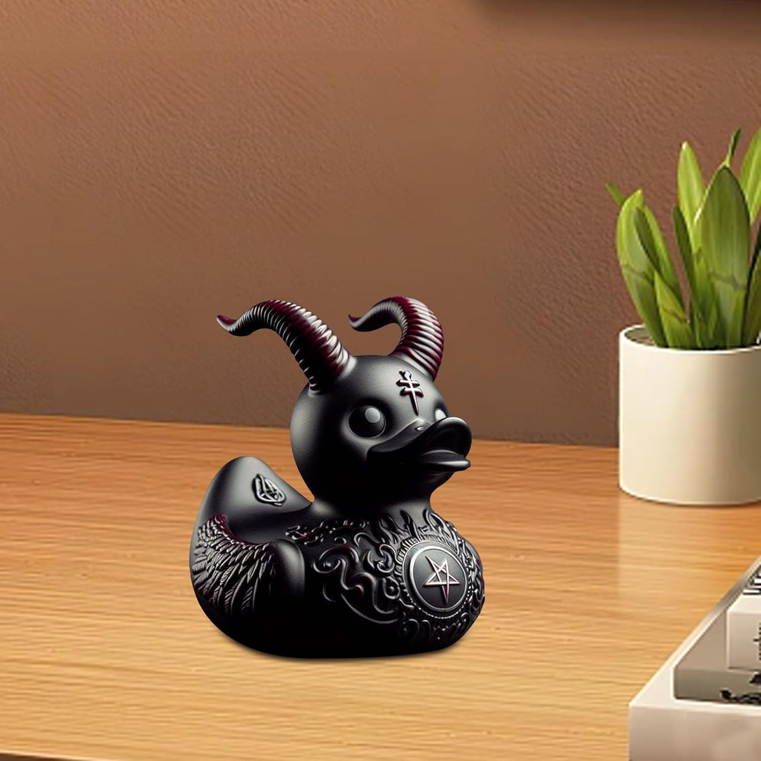 Generic Duckieville Duck Statue, Duckieville Duck Figure, Gothic Black Ducksville Duck, Resin Evil Rubber Duck Collectable Toys for Home Decor,1/5Pcs, NL27YRDFSJ35THXKORUC - Goth Girl Duck image number 2