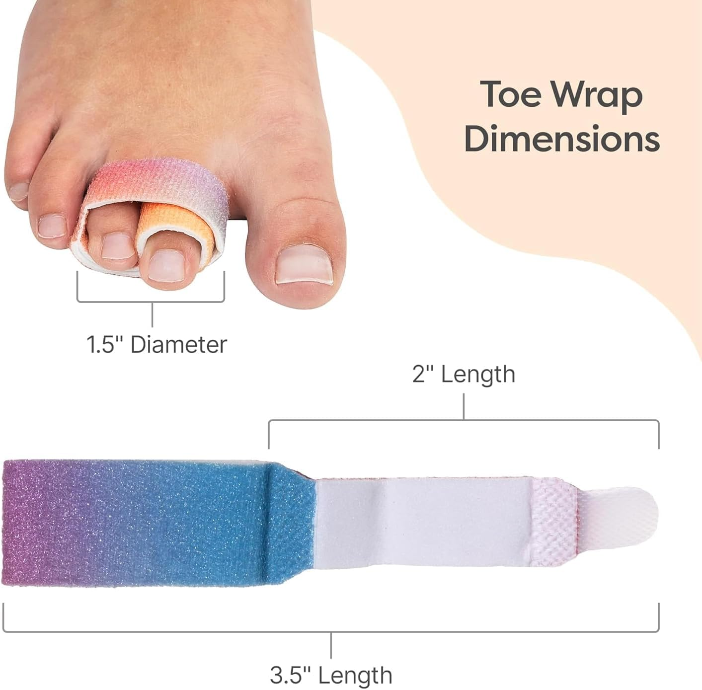Reusable Fabric Buddy Wraps for Broken Toes, Hammertoe Straightener, 4 Count (Small Ones and Large Ones),Rainbow