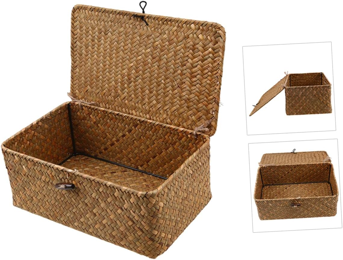OFFSCH Seagrass Storage Basket Handwoven Rattan Container for Home Office Living Decor Clothes Organization image number 6