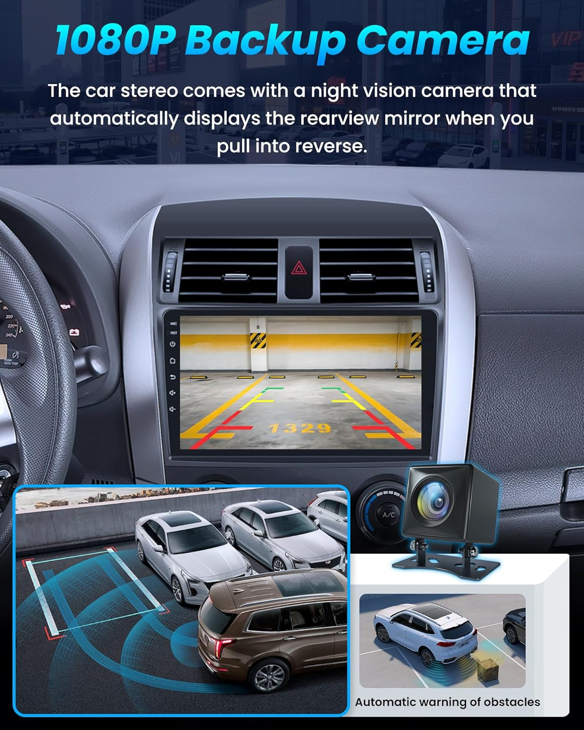 Car Radio for Toyota Corolla 2009-2013 : 2G+64G 9 Inch Touchscreen Stereo Head Unit Replacement with Wireless Carplay Android Auto, Built-In Bluetooth GPS Wifi FM SWC Mirror Link Backup Camera image number 1